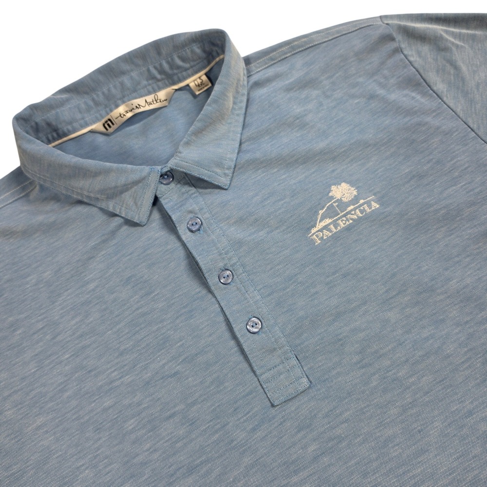 Travis Mathew Golf Polo Shirt Mens 2XL Blue Heathered Palencia Pima Cotton Blend
